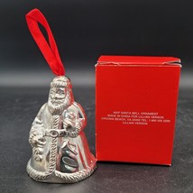 Vintage Lillian Vernon Bell Christmas Santa Ornament 460F Silver Tone Metal 2.5&quot; - £7.39 GBP