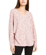 MSRP $70 Alfani Abstract-Print Draped Blouse Pink Size Medium - $583.15 MXN