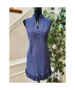 Eliza J Blue 100% Cotton High Neck Sleeveless Casual Knee Length Dress S... - $508.49 MXN