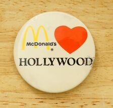 Vintage Employee Pinback Button I Love McDonalds Heart Hollywood California - $14.84