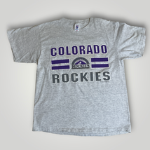 Vintage Logo 7 Colorado Rockies 1990s Short Sleeve T-Shirt Large Baseball C110 - £26.84 GBP