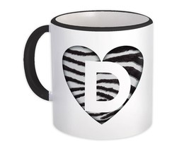 Monogram Letter D : Gift Mug Zebra Letter Initial ABC Animal Heart - $15.90