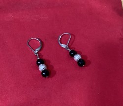 Silver &amp; Black Bead Dangle Earrings - €3,39 EUR