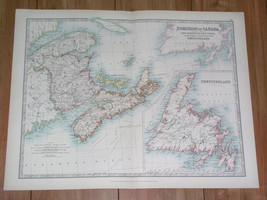 1907 Antique Map Of Maritimes New Brunswick Nova Scotia Newfoundland Canada - £23.21 GBP
