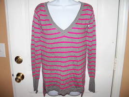 Aeropostale Gray &amp; Pink Striped Sweater Size Small Women&#39;s NEW - £14.86 GBP
