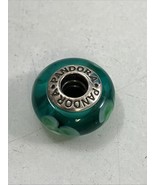 Pandora (Retired) Lime Green Floral Murano Glass &amp; Sterling Bead Charm #... - €19,72 EUR