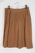 Talbots 8 Brown Pleat Waist A-Line Rayon Cotton Blend Skirt Lined Pockets - $28.49
