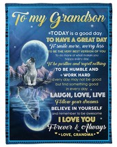 Laugh Love Live Everyday Wolf Howling Blanket Gifts For Grandson From Grandma - £28.19 GBP+