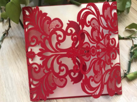 50pcs Pearl red diy wedding invitations,die cut wedding invitations,wedding card - £47.30 GBP