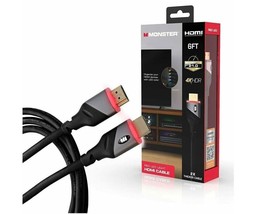 Monster 6ft High Speed 4K Hdr Hdmi Cable Red Led Light Gaming 21.0 Gbps - Fast! - £4.85 GBP