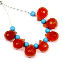 Orange Coroline Blue Turquoise Faceted Beads Briolette Natural Loose Gemstone - £7.36 GBP