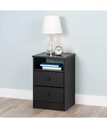 Black Wooden 2 Drawer Nightstand Bedside Table End Side Storage Shelf Be... - £166.20 GBP