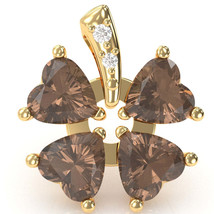 4 Leaf Clover Shamrock Smoky Quartz Diamond Pendant In 14k Yellow Gold - £371.66 GBP