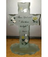 Glass Free Standing Crucifix Cross Frosted &#39;Let There Be Light&#39; 8.25&quot; X ... - €10,28 EUR