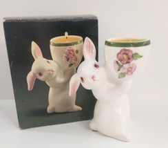 Vintage Sunny Bunny 1981 Avon Easter Ceramic Rabbit Candle Holder Retro Decor - £14.01 GBP