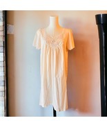 Vintage Pink Barbizon Pajama COTTON Embroidered Medium USA Light Lace Fl... - $29.63