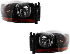 Headlights For Dodge Truck 1500 2500 3500 2006 Only Left Right Pair Black Bezel - £220.69 GBP