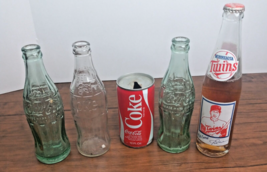 1987 Twins Rod Carew glass bottle , Sioux Falls SD bottle, vintage Coke Can - $26.29