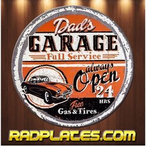 Vintage Style Round Man Cave Gift Dads Garage Aluminum Sign 12&quot; - £16.93 GBP