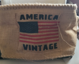 Vintage America Burlap Square ?Basket? Rope Handles Lined Used Yarn Knic... - $14.99