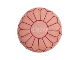 Moroccan leather pouf, round pouf, berber pouf, Light Pink pouf with Pin... - £54.13 GBP