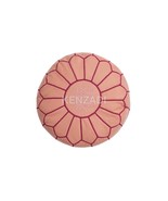 Moroccan leather pouf, round pouf, berber pouf, Light Pink pouf with Pin... - $95.73 CAD