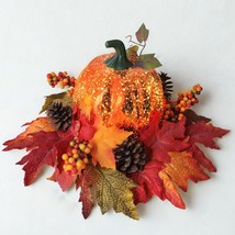 LED Lighted Fall Harvest Pumpkin &amp; Maple Leaves Thanksgiving Table Cente... - $806.92 MXN