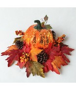 LED Lighted Fall Harvest Pumpkin &amp; Maple Leaves Thanksgiving Table Cente... - $796.86 MXN