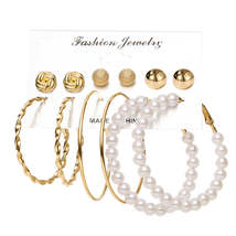 Pearl &amp; 18K Gold-Plated Frosted Twisted Hoop Earring Set - £11.98 GBP