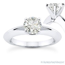 Round Cut Moissanite 14k White Gold Knife Edge 4-Prong Solitaire Engagement Ring - £584.72 GBP+