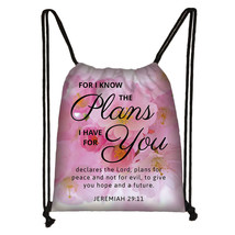 Bible Verse Floral Print Backpack The Lord Sustains Me Women Drawstring Bags for - £18.38 GBP