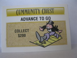 1995 Monopoly 60th Ann. Board Game Piece: Community Chest - Advance to Go - $1.00