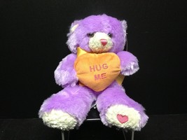 Red &amp; Pink Valentines Bear Purple Bear with Candy Heart Plush Stuff Animal ~11&quot; - £6.04 GBP