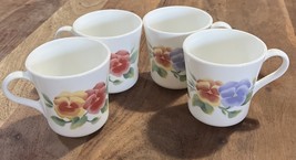 4 Vintage Corelle Summer Blush Pansy Coffee Mug Tea Cups - $15.00