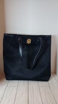 Tommy Hilfiger Black Shoulder Bg TH Signature Logo Approx 12x12 Inches - $27.71