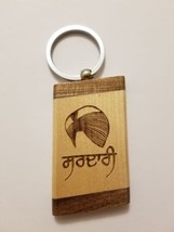 SIKH Punjabi WOODEN Sardari Turban Singh Kaur Khalsa Key Chain Key Ring ... - $8.05