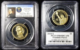 2010-S Franklin Pierce Dollar - Pcgs PF69 Deep Cameo 20160026 - $18.09