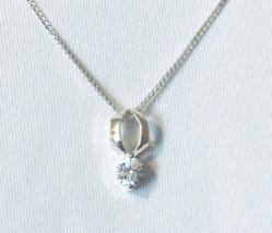 Genuine 925 Sterling Silver Necklace 1/2 ct Brilliant Cubic Zirconia Accent - £7.58 GBP