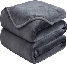 Soft Queen Size Blanket for Fall Winter Spring All Season Warm Fuzzy, Dark Gray - £28.23 GBP