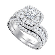 14k White Gold Princess Diamond Bridal Wedding Engagement Ring Set 2.00 Ctw - £2,956.81 GBP