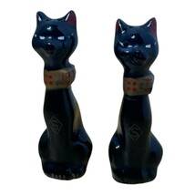 Black Siamese Cats Salt Pepper Shaker Mid Century Modern Christmas Hallo... - $24.00