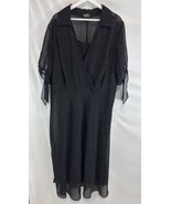 Adrianna Pappell A Line Black Chiffon Polka Dots Dress Lined Flirty 22W - $47.49 CAD