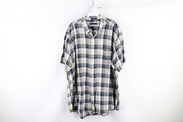Vintage 90s Nautica Mens Size XL Faded Linen Blend Collared Button Shirt Plaid - £30.92 GBP