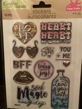 Puffy Distressed Metal LOVE Stickers- Crafter&#39;s Square 3D Scrapbook Set Of 2 - £4.70 GBP