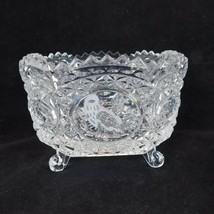 Hofbauer Byrdes Collection Footed Square Clear Pressed Glass Bowl 3.5&quot; Bird FLAW - £7.65 GBP