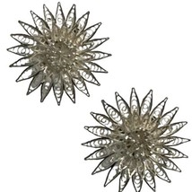 vintage sterling silver Hand Crafted filigree clip on earrings - £38.28 GBP