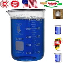 Clear Borosilicate Glass Beaker 500ml - Double Scale for Accurate Measur... - $26.56 CAD