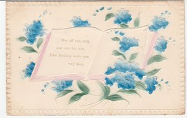 Vintage Postcard Birthday Book Forget Me Not Flowers 1910 Embossed - £5.54 GBP