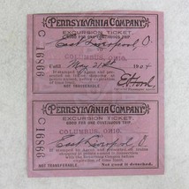 2 Pennsylvania Co Lines West of Pittsburgh Train Tickets Railroad Antique 1904 - £39.95 GBP