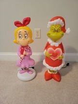 24&quot; Cindy Lou Who and  24&quot; Grinch with Heart Lighted Christmas Blow Mold Set - $139.95